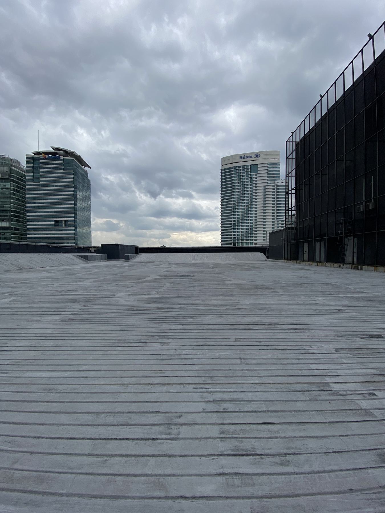 Open rooftop deck between towers