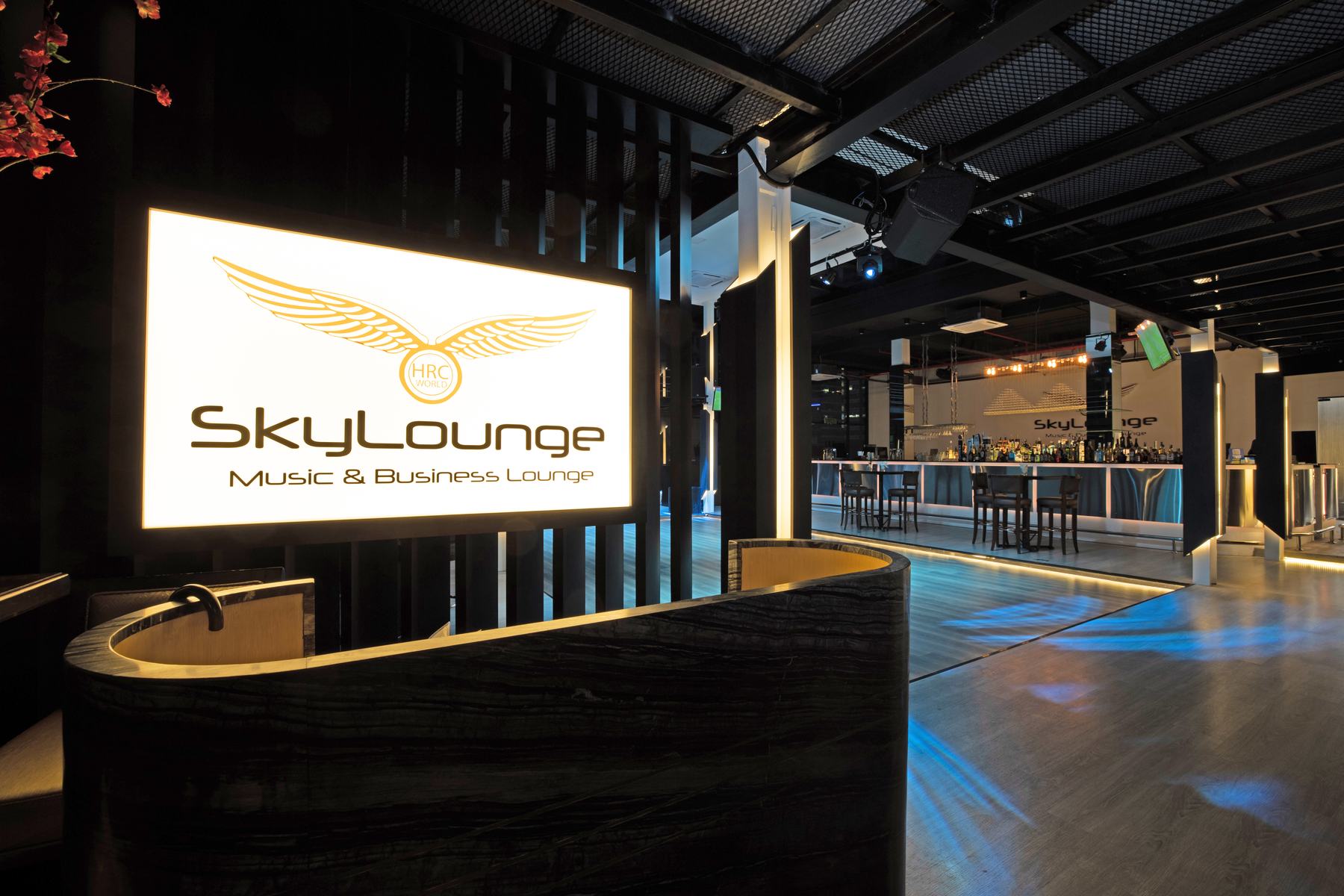 SkyLounge sign by the dance floor